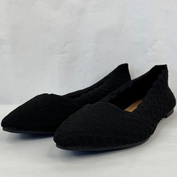 Torrid Womens Black Scallop Edge Stretch Knit Pointed Toe Flat Shoes Sz. 8 WW - Picture 4 of 11